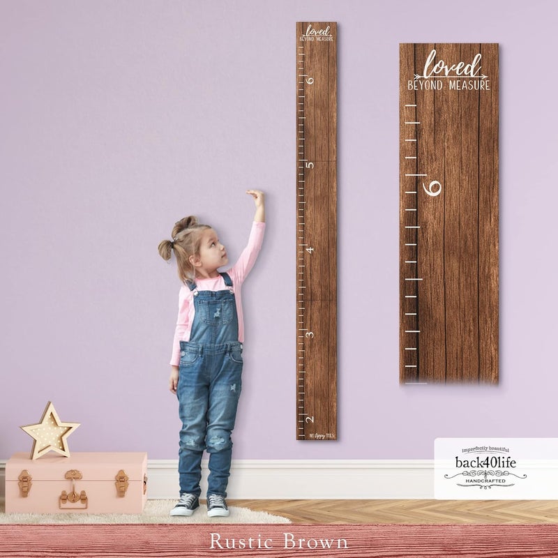 Back40Life Farmhouse Style Wooden Kids Growth Chart Ruler for Boys and Girls (Rustic Brown - NTT) - Image 1
